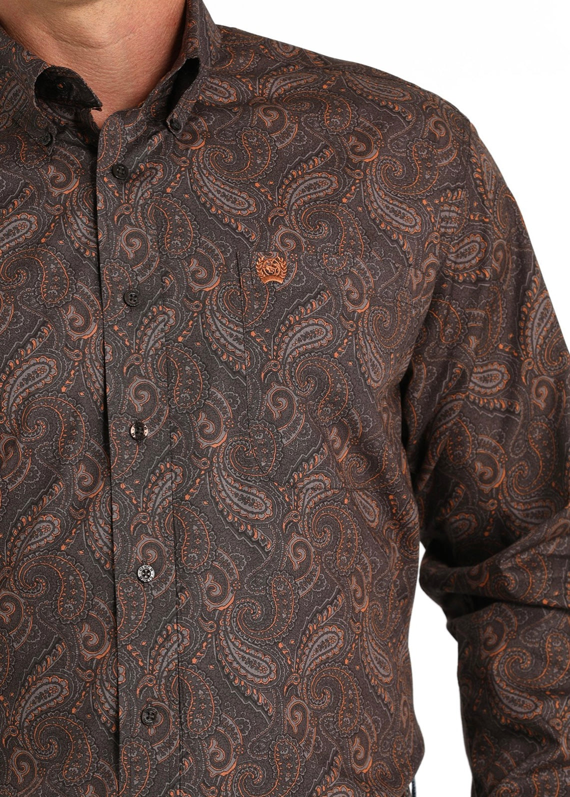 BRN/ORNG PAISLEY L/S