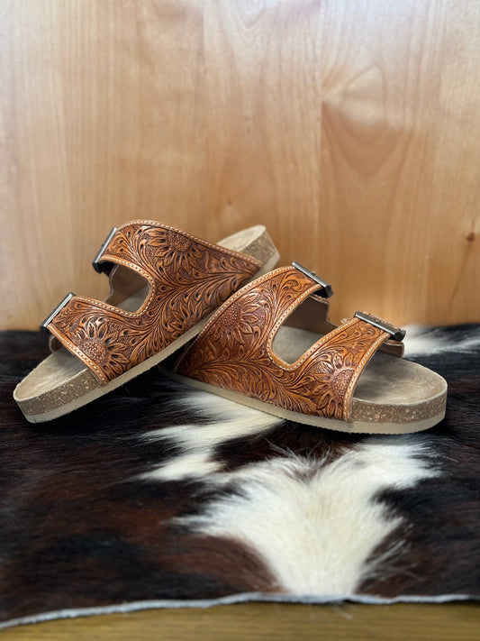 TOOLED 2 STRAP SANDAL