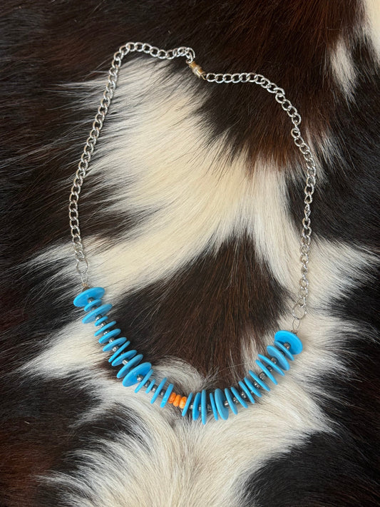 CHUNKY TUQ/ORG NECKLACE