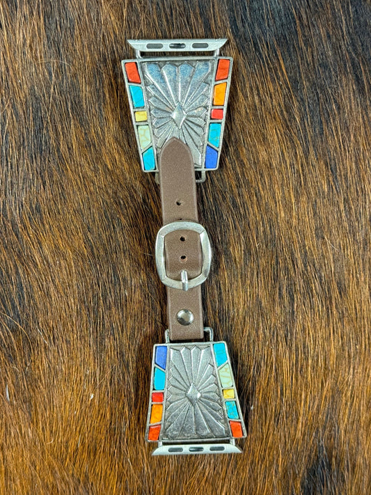 NAVAJO STAMPED W/ TURQ IWATCH 38/40mm