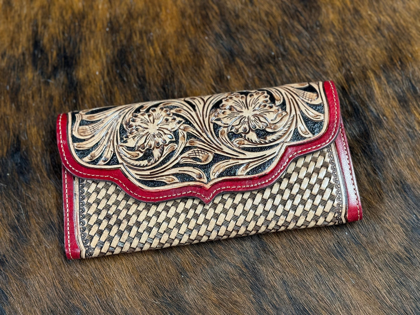 MAROON PATTERNED WALLETS-S-6973