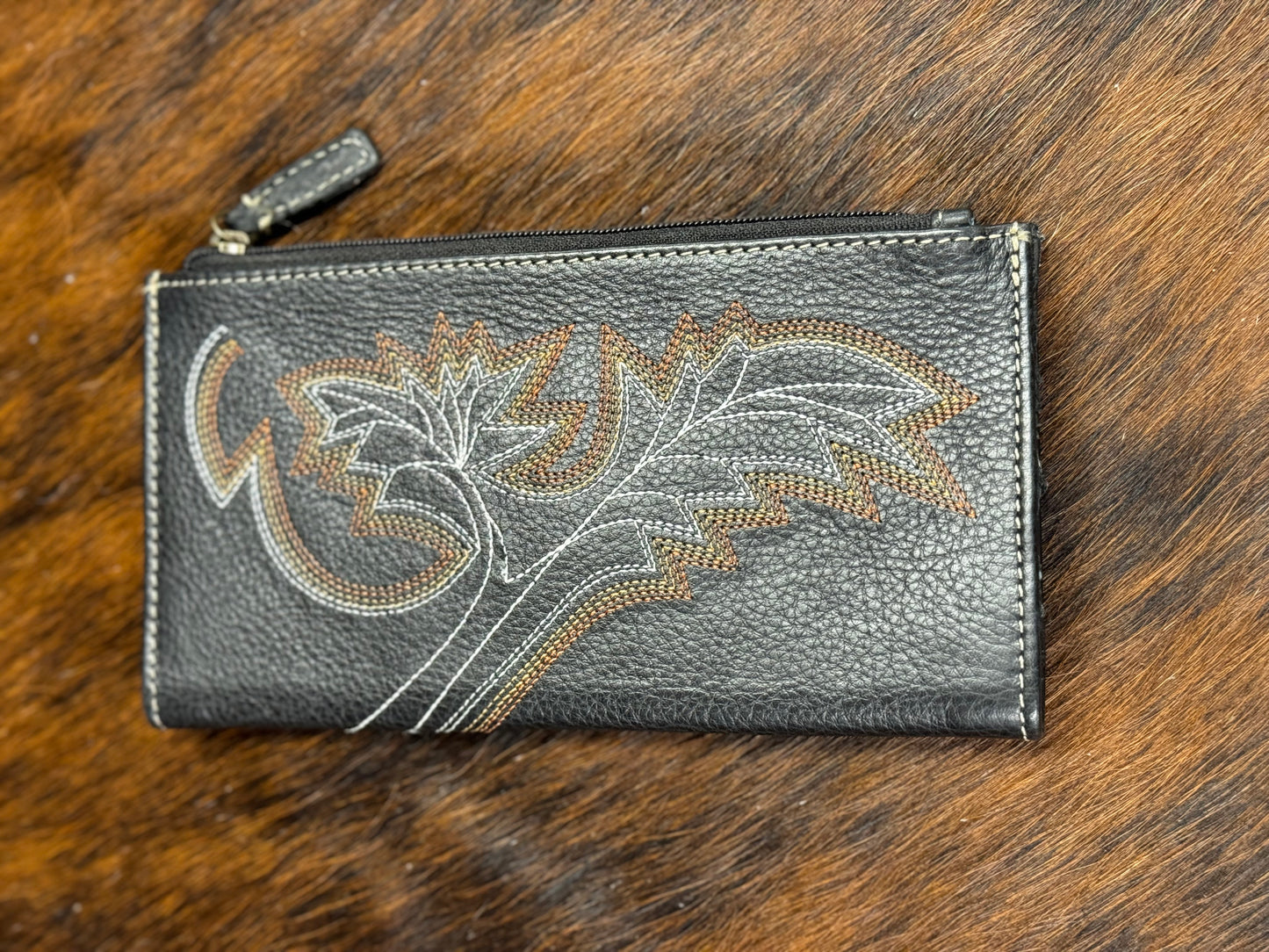 BLK WALLET W/STITCH