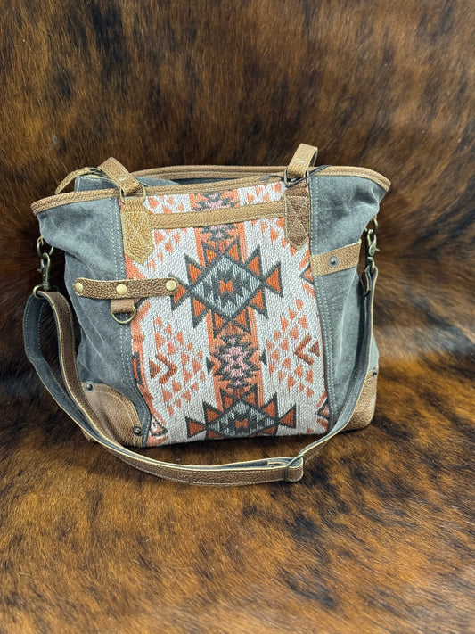 ORANGE AZTEC CANVAS PURSE-S-6734