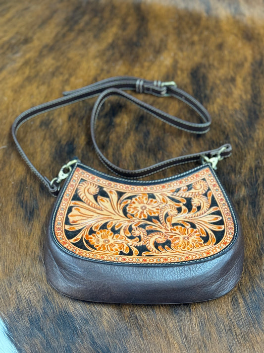 SMALL BLK TOOLED PURSE