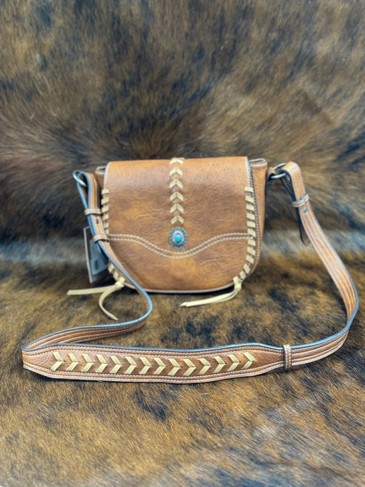 SADDLE BAG BROWN W/ LACE TRIM