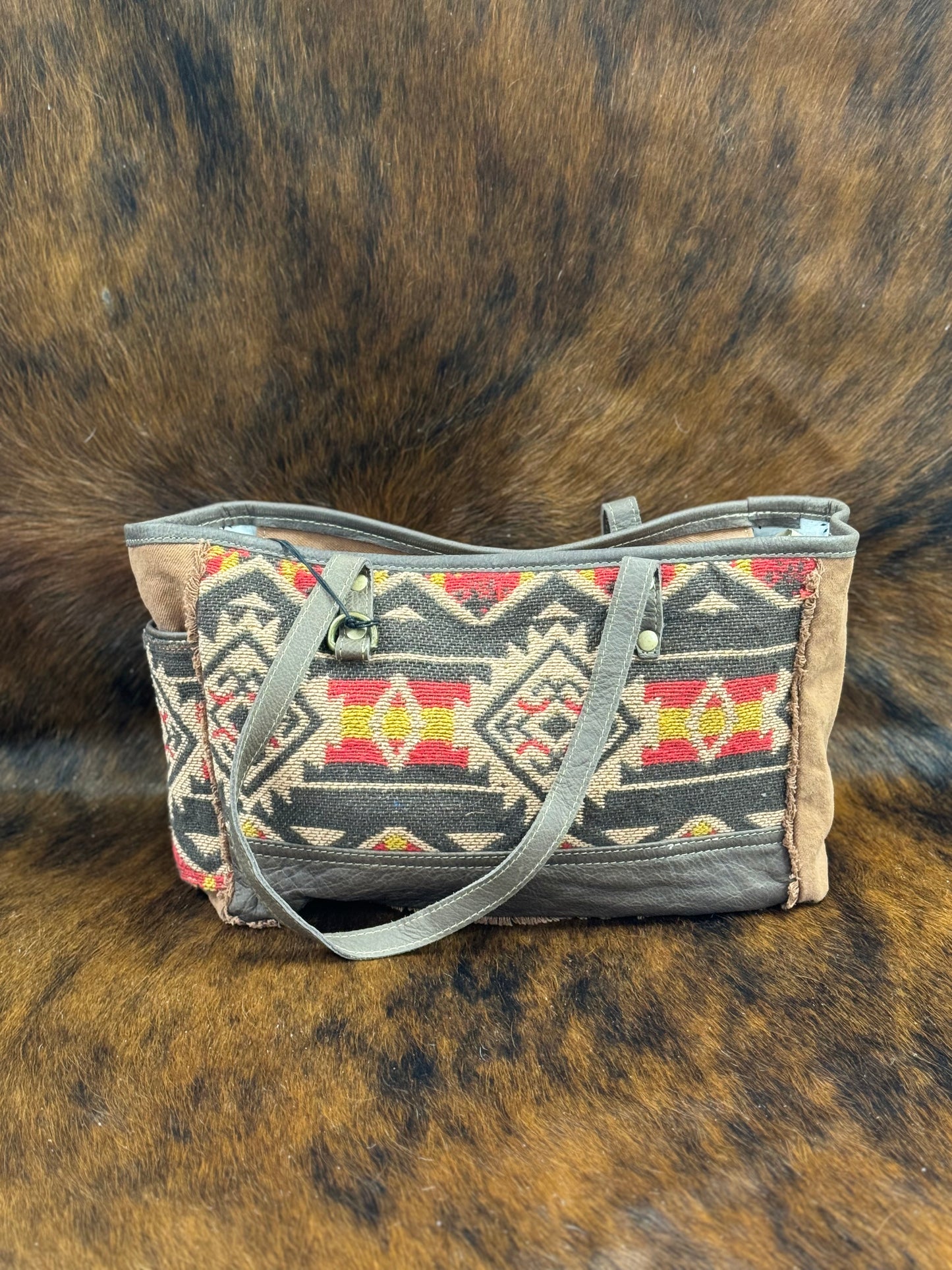 RED AZTEC CANVAS SMALL BAG